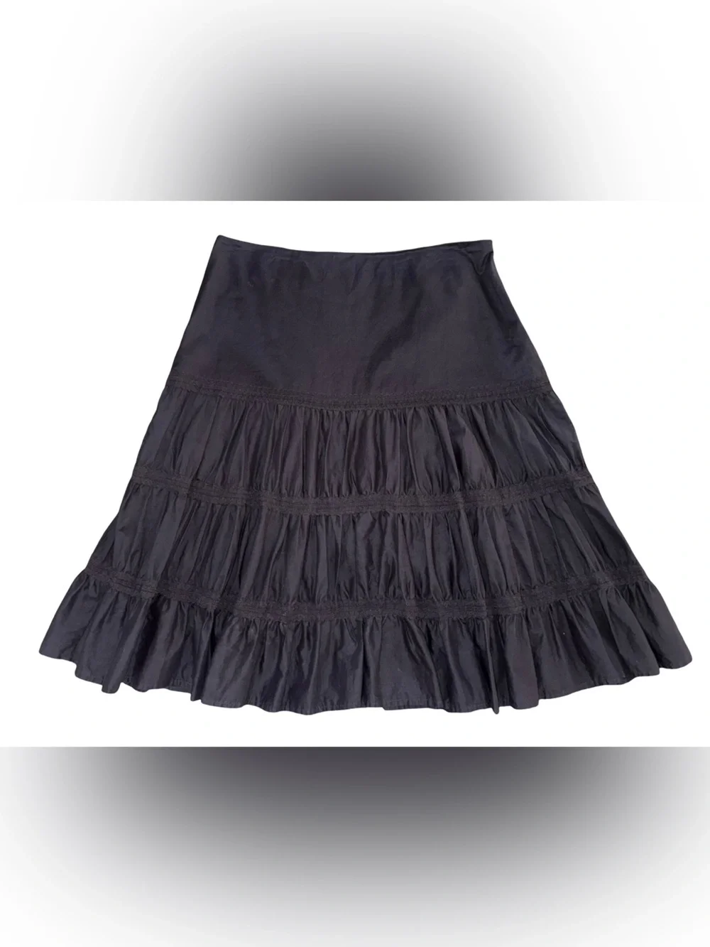 Nicole by Nicole Miller Black Ruched Flare Skirt Women’s Approx. Size Large Y2K